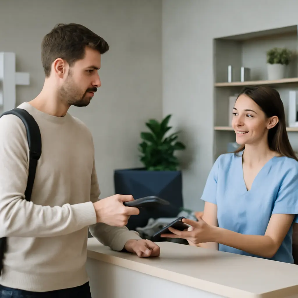 Клиника, пациент оплачивает услугу