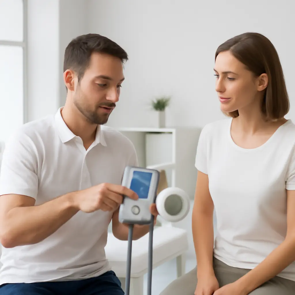 Демонстрация купрессурной магнитотерапии в клинике